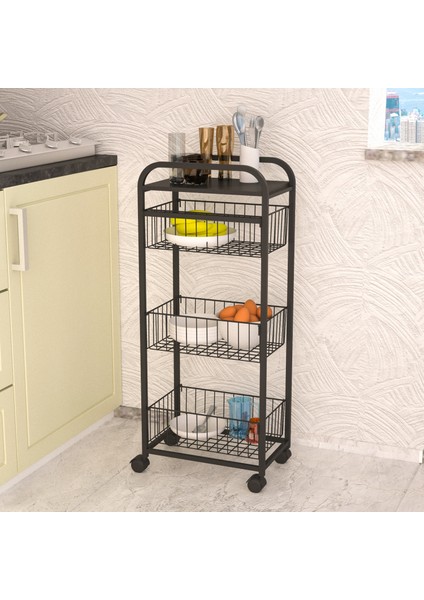 Reto Design Retodesign Metal Sebzelik ve Oyuncak Rafı Siyah 2101