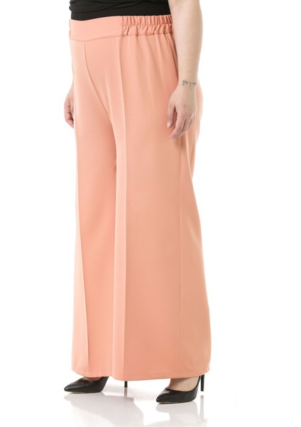 Büyük Beden Beli Yanlardan ve Arkadan Lastikli Bol Paça Double Somon Pantolon indirimleri