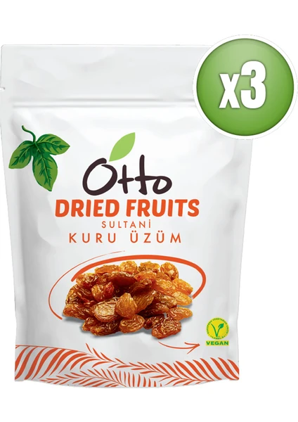 Otto Dried Fruits Vegan Sultani Kuru Üzüm 3 x 125 G