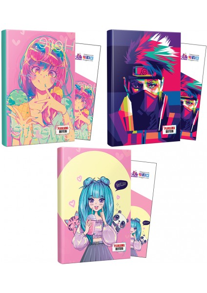 Üçlü Icecream-Naruto-Catgirl Defter Ve ayraç