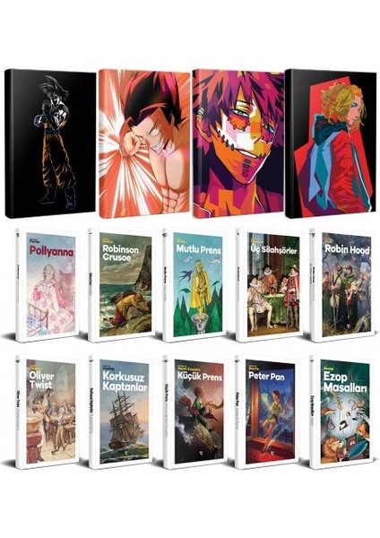 10 Dünya Çocuk Klasiği ve 4 Anime Defter -Set-1
