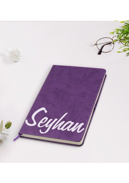 Kişiye Özel El Yazılı Mor Termo Deri Defter Model 2