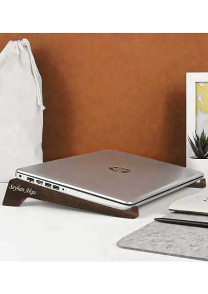 Kişiye Özel Taşınabilir Ahşap Ceviz Notebook Laptop Standı