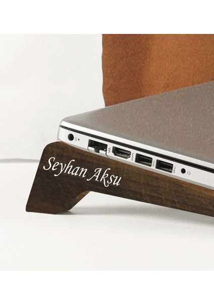 Kişiye Özel Taşınabilir Ahşap Ceviz Notebook Laptop Standı
