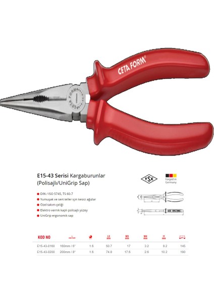 200MM E15-43-0200 Kargaburunlar (Polisajlı/unigrip Sap) fiyatları