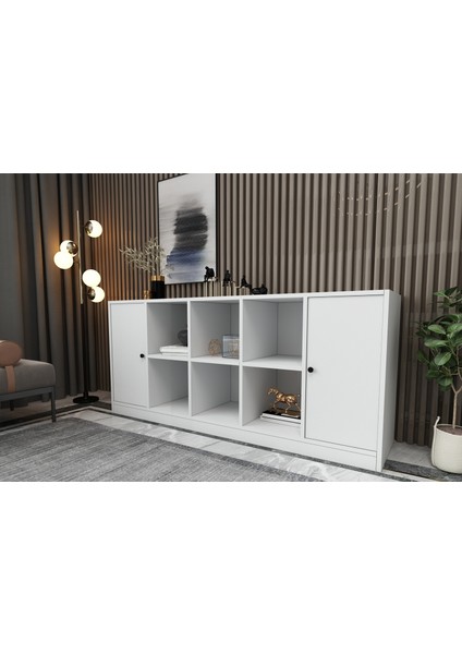 Rafli Dolapli Konsol Beyaz 160 cm KNS-1020-Ç