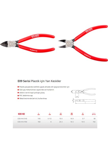 140MM E09-44-0140 Plastik Için Yan Keski fiyatları