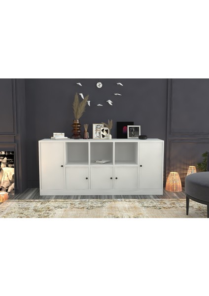 Rafli Dolapli Konsol Beyaz 160 cm KNS-1022-Ç fiyatları