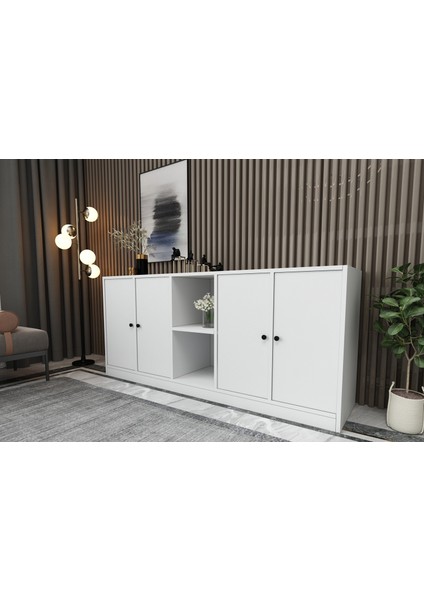 Rafli Dolapli Konsol Beyaz 160 cm KNS-1024-Ç