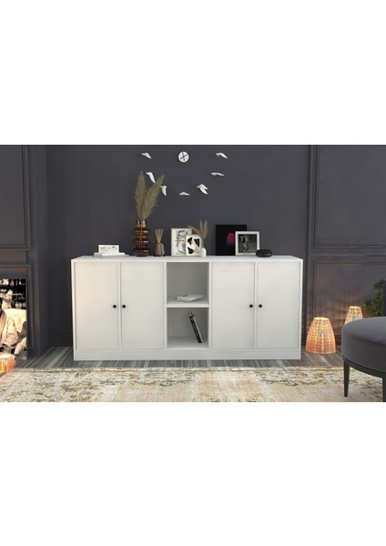 Rafli Dolapli Konsol Beyaz 160 cm KNS-1024-Ç fiyatları