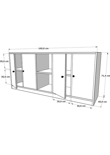 Rafli Dolapli Konsol Beyaz 160 cm KNS-1024-Ç fırsatları