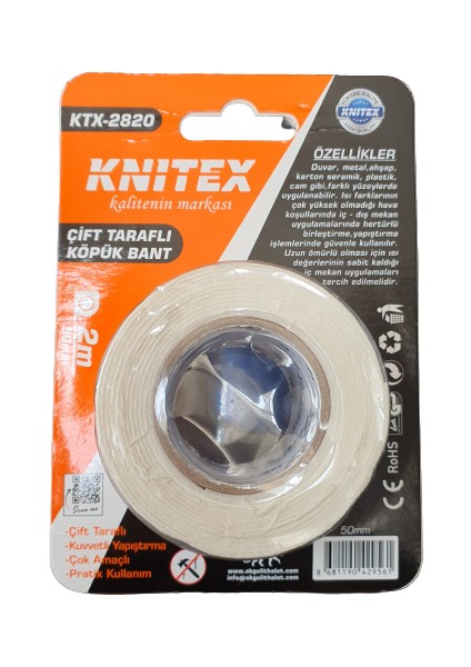 Cmk 50mm X 2 M Çift Taraflı Köpük Bant Knitex fiyatları