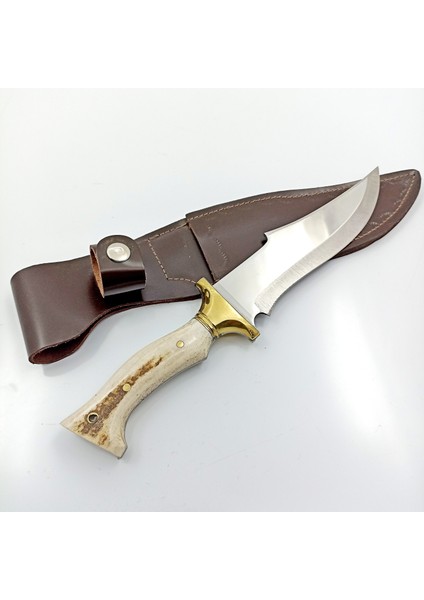 El Yapımı Kamp Bıçağı 30,5 cm Geyik Boynuzu Kabzeli Paslanmaz Av Bıçağı Deri Kılıflı Bıçak modelleri
