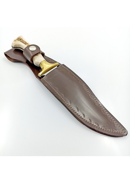 El Yapımı Kamp Bıçağı 30,5 cm Geyik Boynuzu Kabzeli Paslanmaz Av Bıçağı Deri Kılıflı Bıçak indirimleri