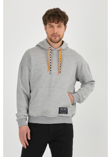 Erkek Oversize Kapüşonlu S-Shırt-Gri