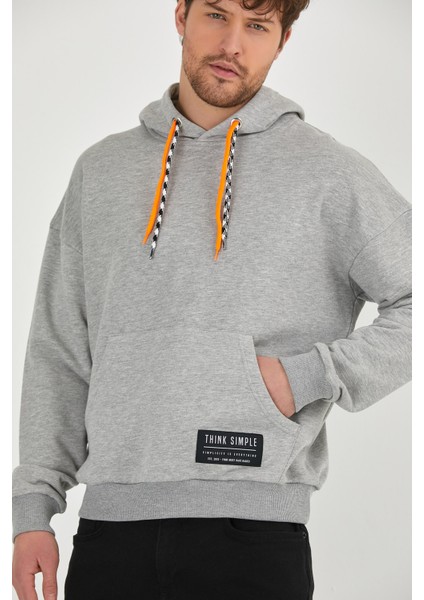 Erkek Oversize Kapüşonlu S-Shırt-Gri modelleri