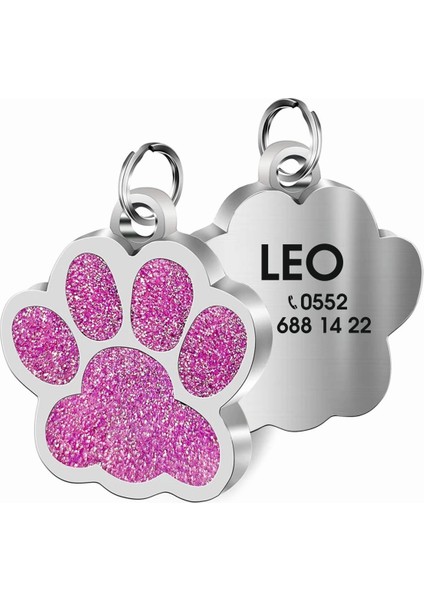 Isimli Simli Çelik Kedi Köpek Hayvan Künyesi ve Zinciri 50CM Pembe modelleri