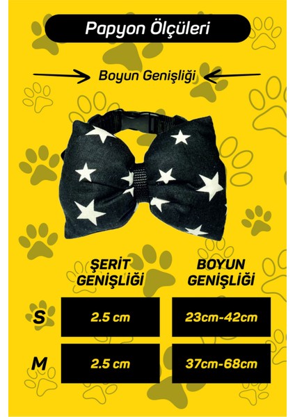 Ayarlanabilir Kedi Köpek Papyonu Black Stars