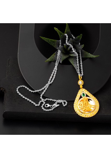 Yeşil Taşlı Damla Tuğra Altın Kolye Ucu fırsatları