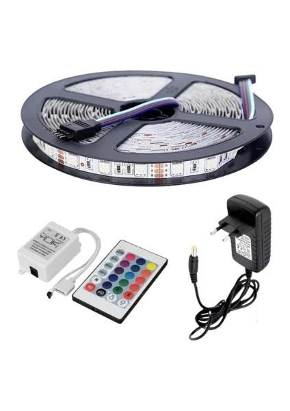 Rgb Şerit LED 5 Metre 5050 Smd Double Pcb 1m/60 Ledli Tak Çalı... 5 Metre-Iç Mekan (Slikonsuz)