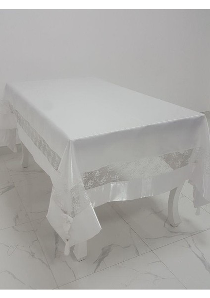 Gelin Lüx Dantelli Monoray Kumaş Beyaz Masa Örtüsü Dikdörtgen 170x230 cm - 1026 fırsatları