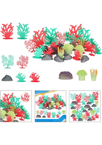 32 Adet Akvaryum Balık Tankı Yapay Deniz Bitkileri Mercan Süsler Dekor (Yurt Dışından)