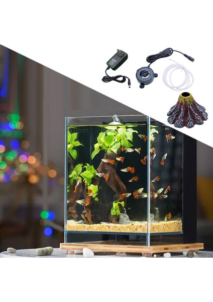 Hava Taşı LED Işık Süsleme Dekorasyon Akvaryum Volkanı Balık Tankı Için (Yurt Dışından)