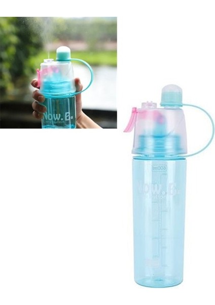 600 ml Yaratıcı Sprey Su Şişesi Mavi (Yurt Dışından)