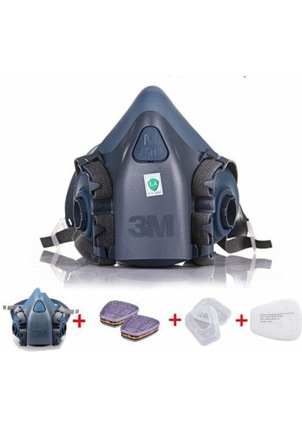 7502 Yarım Yüz Maskesi + 3m 6059 Abek Filtre + 3m 5935 P3 Filtre +K501 Kapak