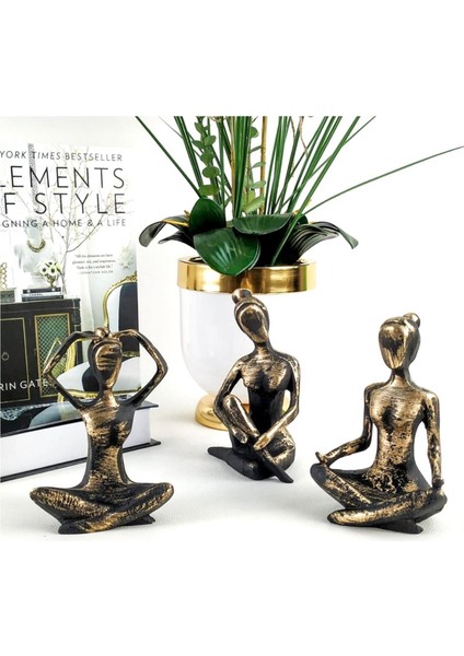 Yogacı Kız 3'lü Biblo Gold-Siyah