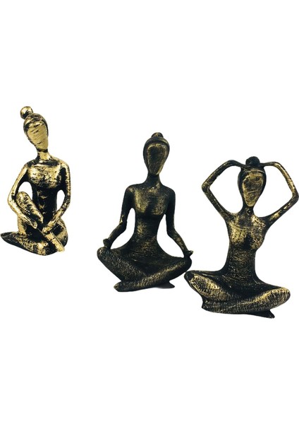 Yogacı Kız 3'lü Biblo Gold-Siyah