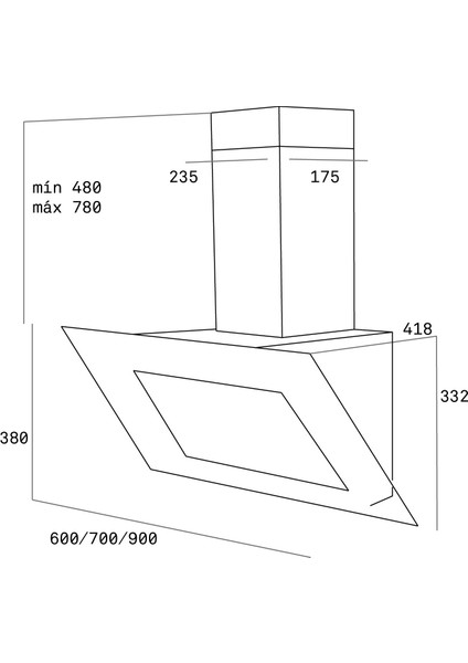 TVT 90 Duvar Tipi Davlumbaz 800 m³/h Siyah Cam 90 cm 40495002