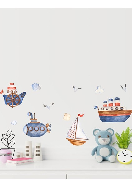 Gemiler ve Denizaltı Temalı Duvar Sticker Seti