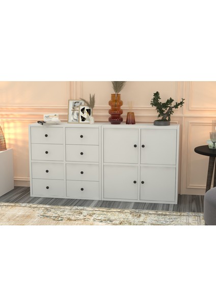 Dolapli Çekmeceli Sifonyer Beyaz 130 cm SFN-1028-Ç fiyatları