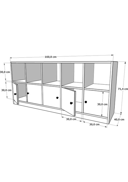 Rafli Dolapli Konsol Beyaz 160 cm KNS-1026-Ç indirimleri
