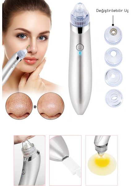 Derma Suction 50 Kpa Vakumlu Şarjlı Elmas Başlıklı Siyah Nokta ve Yüz Temizleme Cihazı