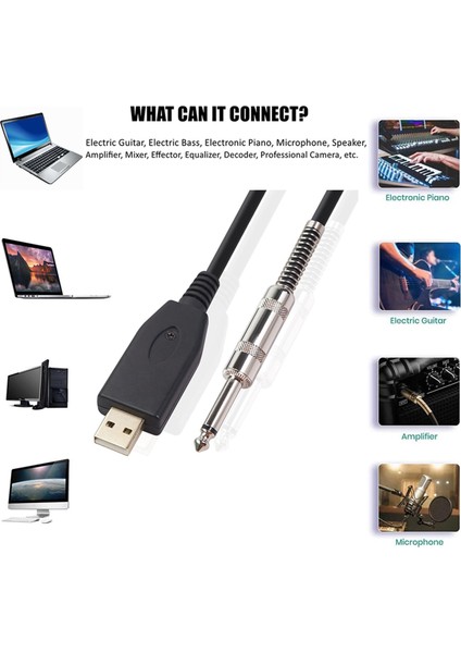 2m Gitar Ses Bas 1/4 '' USB - 6.35MM Bağlantı Aleti Kablosu (Yurt Dışından) fırsatları