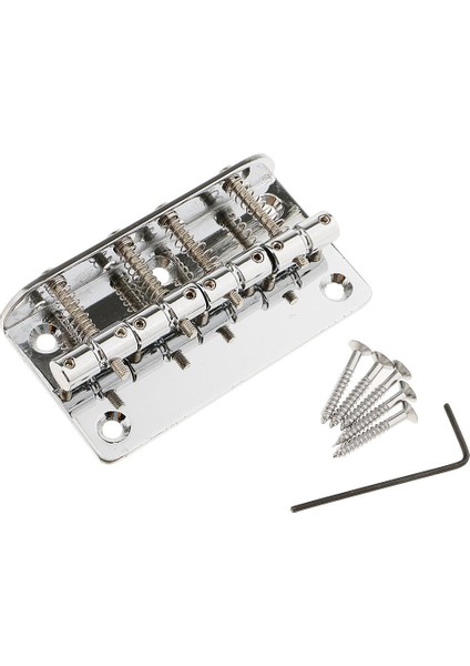 4 Eyer Bas Tailpiece Köprü Hardtail 4-Dize Elektrik Bas Için - Gümüş (Yurt Dışından)