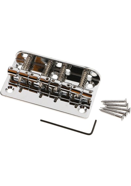 4 Eyer Bas Tailpiece Köprü Hardtail 4-Dize Elektrik Bas Için - Gümüş (Yurt Dışından)