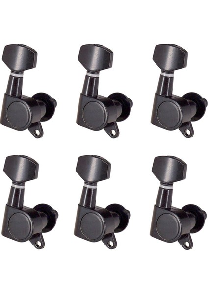 6x Akustik Elektro Gitar Dize Tuning Pegs Makine Kafaları Tuner 6r Siyah (Yurt Dışından)