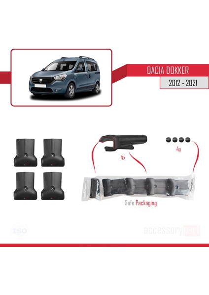 Dacia Dokker 2012 ve Sonrası Fly Model Ara Atkı Tavan Barı Siyah