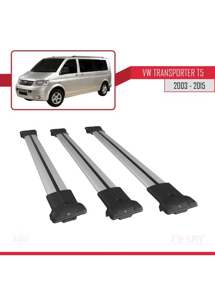 Volkswagen (T5) 2003-2015 Arası Fly Model Ara Atkı Tavan Barı Gri 3 Adet Bar