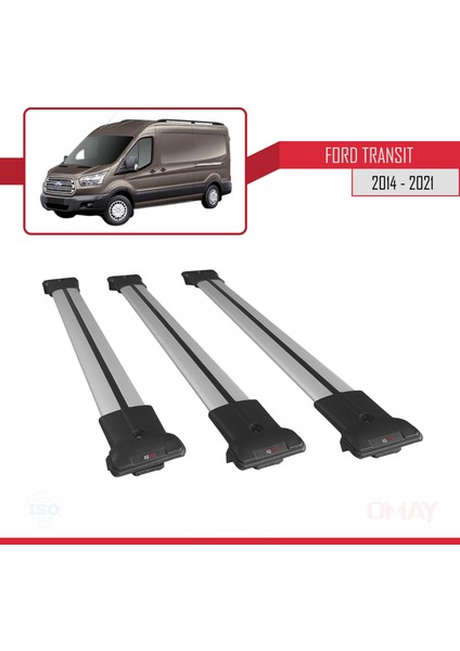 Ford Transit 2014 ve Sonrası Fly Model Ara Atkı Tavan Barı Gri 3 Adet Bar