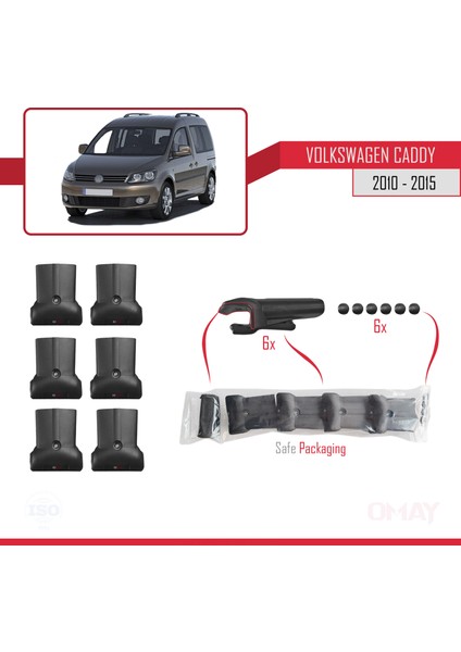 Volkswagen Caddy 2010-2015 Arası Fly Model Ara Atkı Tavan Barı Siyah 3 Adet Bar