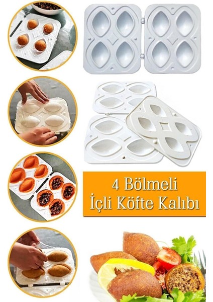 4 Bölmeli Pratik Içli Köfte Kalıbı Içli Köfte Aparatı