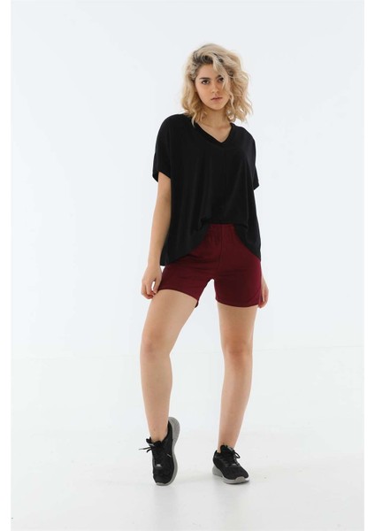 Regular Kadın Bordo Şort 20309 fiyatları