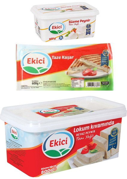 Tam Yağlı Beyaz Peynir 800GR + Taze Kaşar 600 gr + Süzme Peynir 400 gr