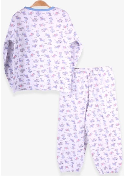 Kız Bebek Pijama Takımı Köpekcik Desenli 9 Ay-3 Yaş, Beyaz