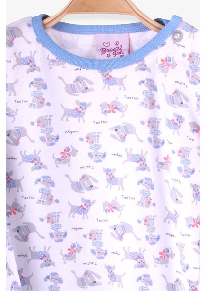 Kız Bebek Pijama Takımı Köpekcik Desenli 9 Ay-3 Yaş, Beyaz