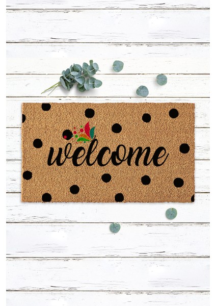 Benekli Welcome Yazılı Paspas